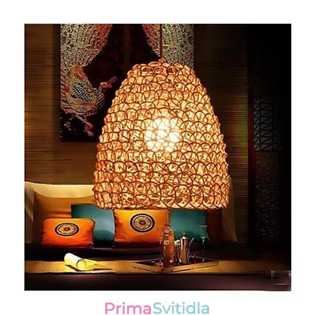 Retro kulaté ratanové zahradní stínidlo na lampu Retro kulaté ratanové zahradní stínidlo na lampu