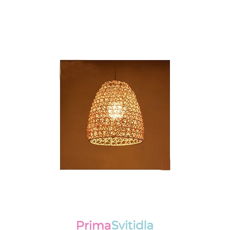 Retro kulaté ratanové zahradní stínidlo na lampu