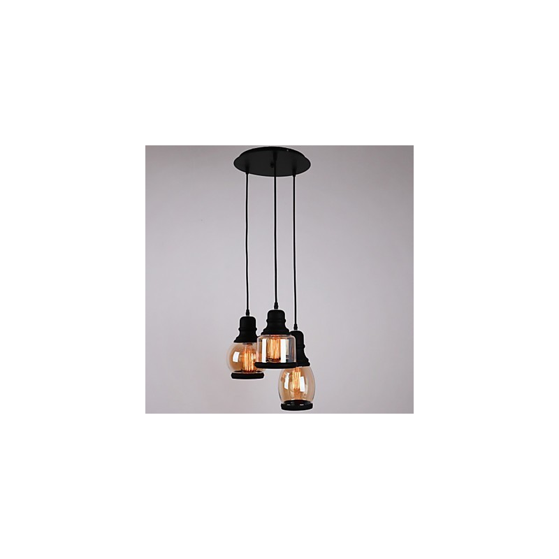 Antique Glass Shade 3 Light umělecký minimalistický přívěsek
