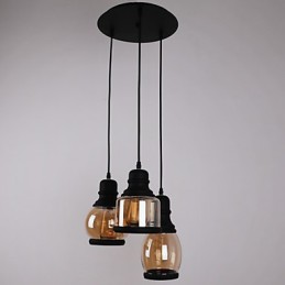 Antique Glass Shade 3 Light umělecký minimalistický přívěsek