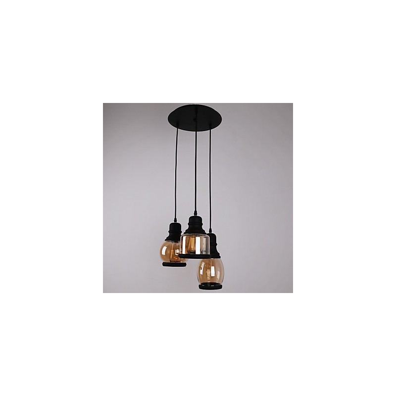 Antique Glass Shade 3 Light umělecký minimalistický přívěsek