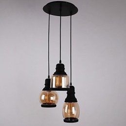 Antique Glass Shade 3 Light umělecký minimalistický přívěsek
