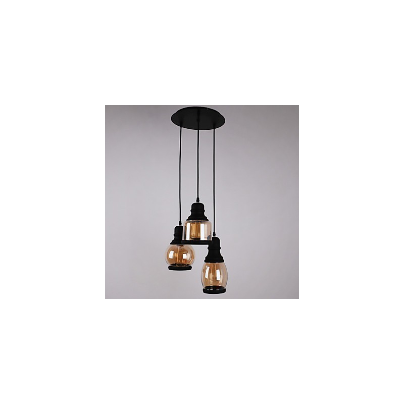 Antique Glass Shade 3 Light umělecký minimalistický přívěsek