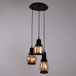 Antique Glass Shade 3 Light umělecký minimalistický přívěsek