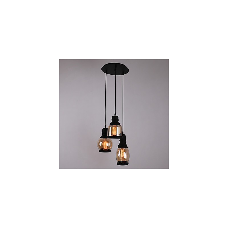 Antique Glass Shade 3 Light umělecký minimalistický přívěsek