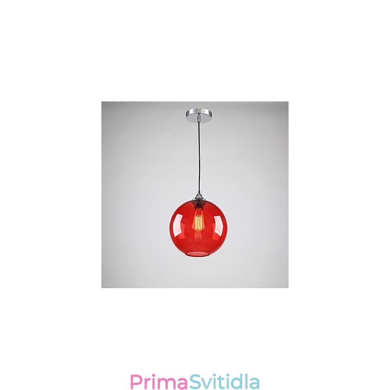 Moderní skleněné závěsné světlo v designu kulaté červené bubliny