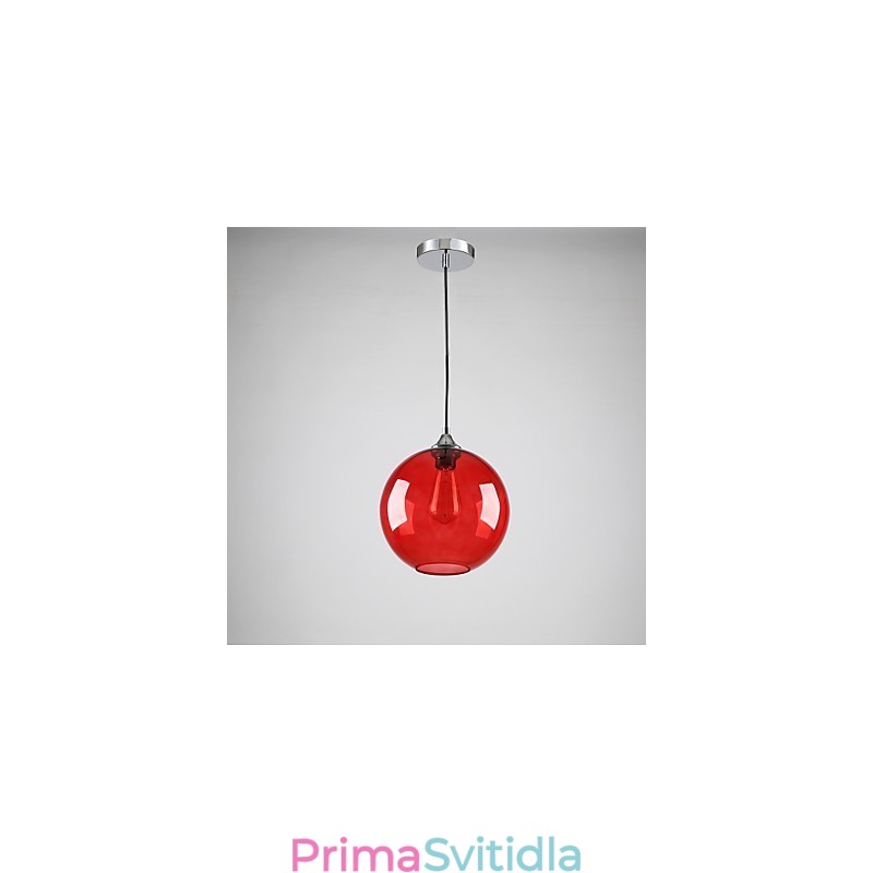 Moderní skleněné závěsné světlo v designu kulaté červené bubliny