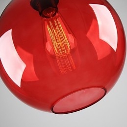 Moderní skleněné závěsné světlo v designu kulaté červené bubliny