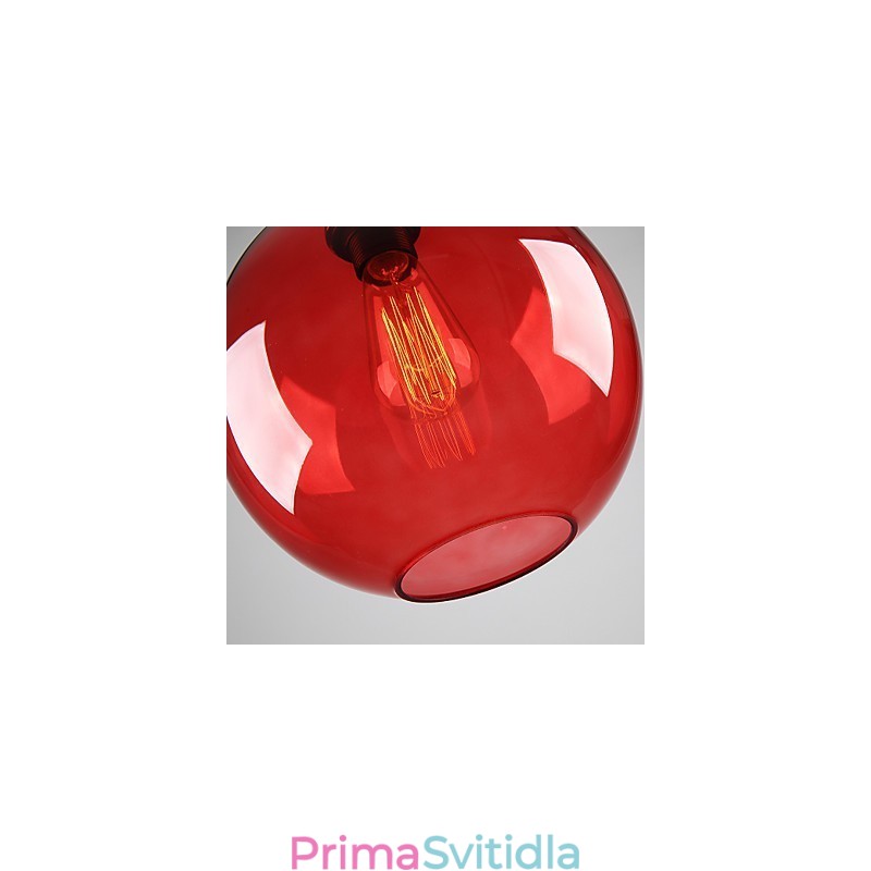 Moderní skleněné závěsné světlo v designu kulaté červené bubliny