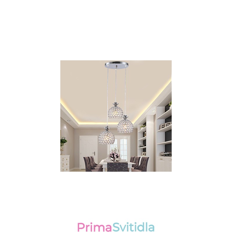 3hlavé moderní moderní křišťálové závěsné svítidlo