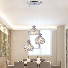 3hlavé moderní moderní křišťálové závěsné svítidlo