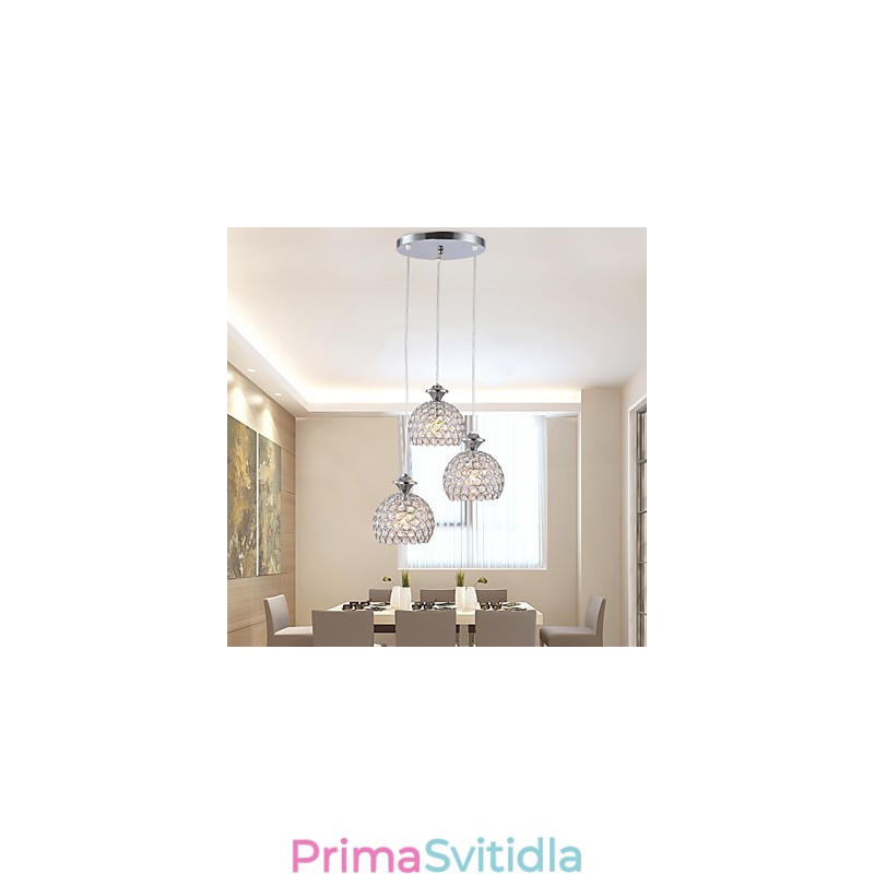 3hlavé moderní moderní křišťálové závěsné svítidlo