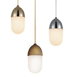 Závěsná lampa Mini Acorn 1 Light Mordern Jednoduchost Zlatý chrom Dřevěná barva Povrchová úprava Uhlíková ocel a sklo Droplight