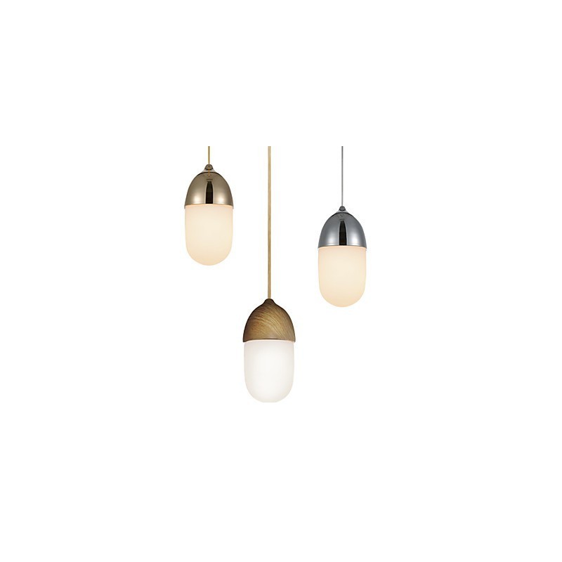 Závěsná lampa Mini Acorn 1 Light Mordern Jednoduchost Zlatý chrom Dřevěná barva Povrchová úprava Uhlíková ocel a sklo Droplight