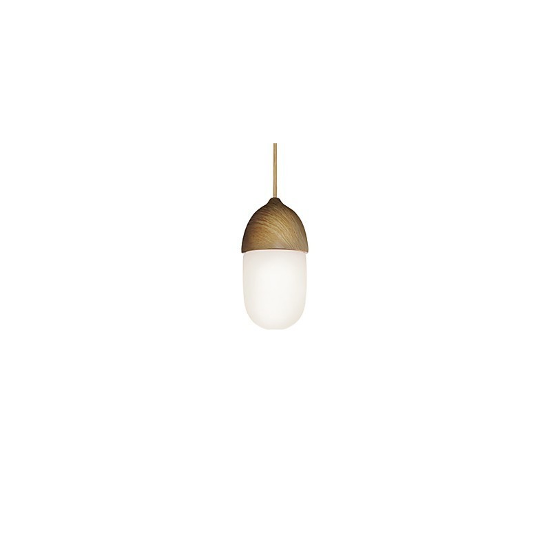 Závěsná lampa Mini Acorn 1 Light Mordern Jednoduchost Zlatý chrom Dřevěná barva Povrchová úprava Uhlíková ocel a sklo Droplight