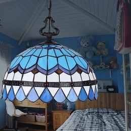 Evropský venkovský výtvarný vitrážový lustr obnovující starověké způsoby světla lampy