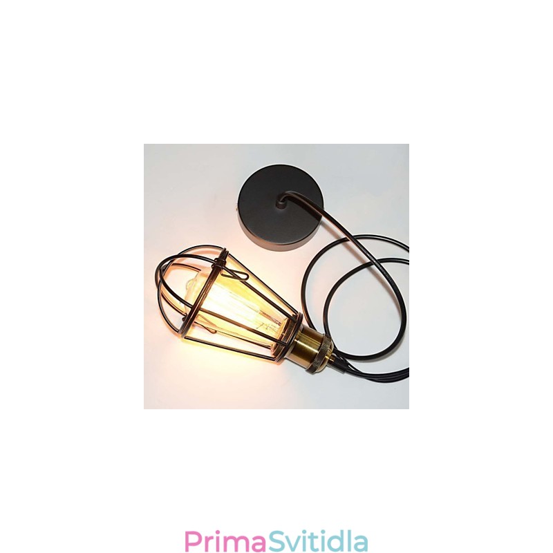LOFT lampa Vintage závěsné světlo Edisonovo světlo Balck Železná kovová klec Stínidlo ve stylu skladu Osvětlovací těleso