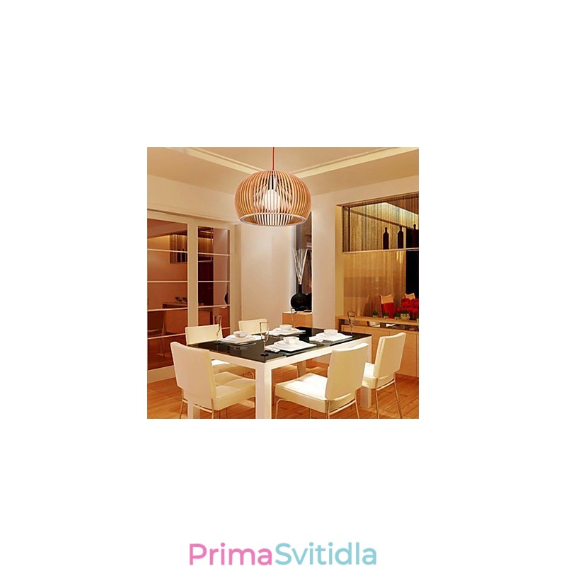 Styl designu Kruhový prvek Závěsné světlo L 1 světlé dřevěné