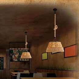 Loft Industrial Wind Creative Nordic Konopné lano Meals Lustrová lampa