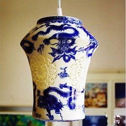 Retro keramická lampa Stairs Blue Single Head Lustr Creative