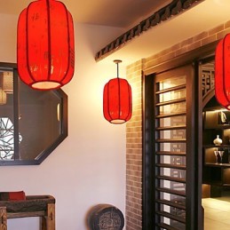 Archaize ovčí kůže červené lucerny Veranda Droplight Lamp Light