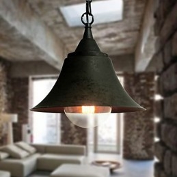 Kovové závěsné světlo ve tvaru středního vintage matného černého zvonu