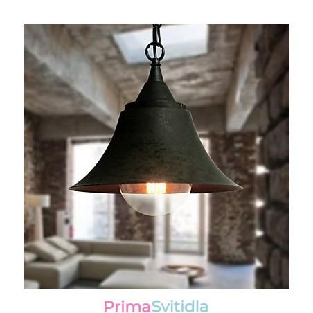 Kovové závěsné světlo ve tvaru středního vintage matného černého zvonu Kovové závěsné světlo ve tvaru středního vintage matného černého zvonu