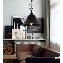 Kovové závěsné světlo ve tvaru středního vintage matného černého zvonu