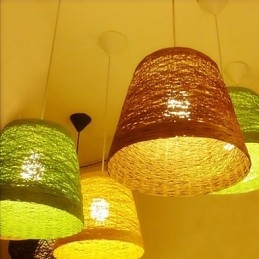 Moderní Rural Cany Art tkaná ratanová jednohlavá kapací lampa