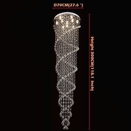 Stropní lustrová svítidla Závěsná svítidla s dvojitou spirálou K9 Crystal D70CM H300CM
