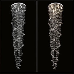 Stropní lustrová svítidla Závěsná svítidla s dvojitou spirálou K9 Crystal D70CM H300CM