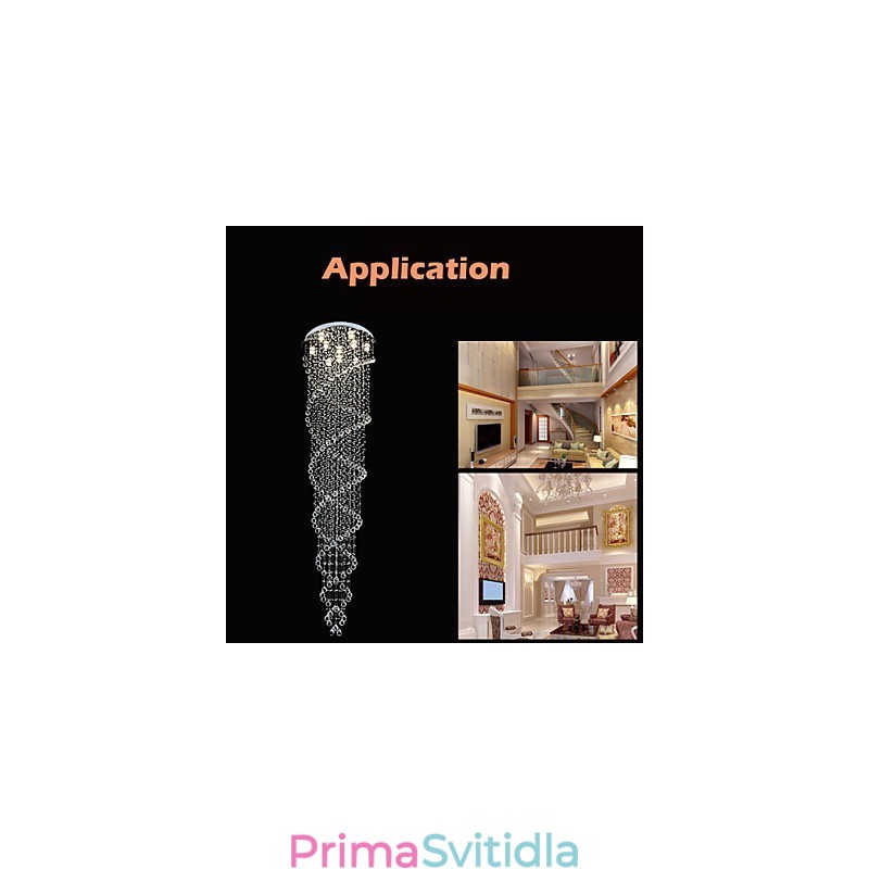 Stropní lustrová svítidla Závěsná svítidla s dvojitou spirálou K9 Crystal D70CM H300CM