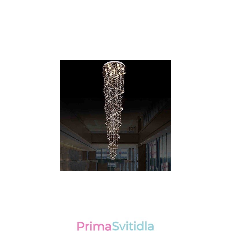 Stropní lustrová svítidla Závěsná svítidla s dvojitou spirálou K9 Crystal D70CM H300CM