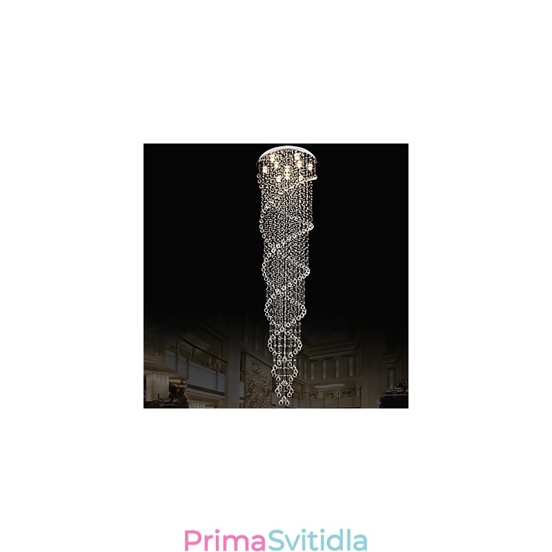 Stropní lustrová svítidla Závěsná svítidla s dvojitou spirálou K9 Crystal D70CM H300CM