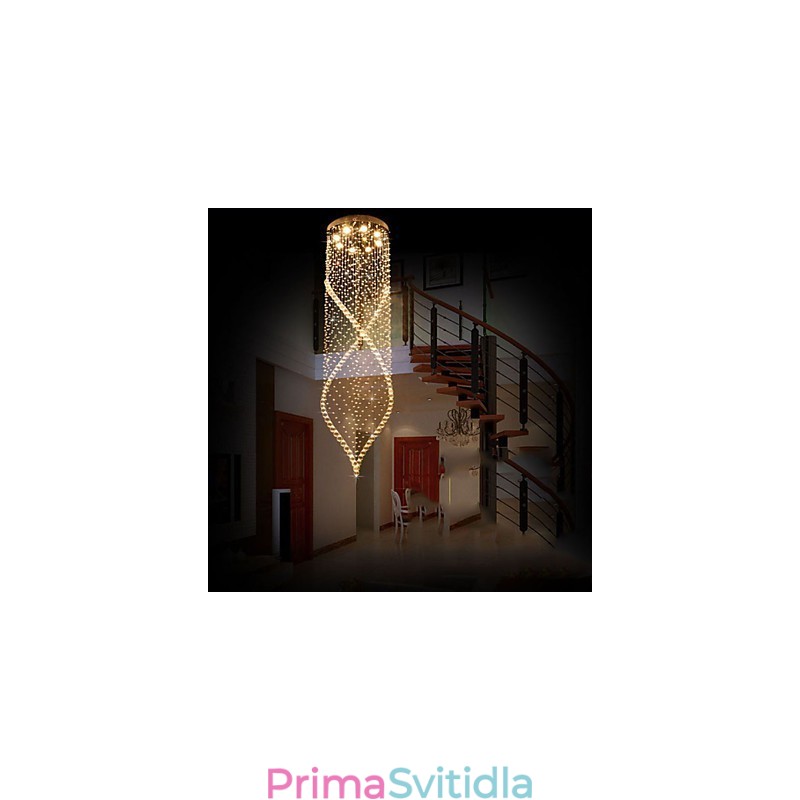 Křišťálový lustr Závěsné osvětlení Závěsná stropní svítidla s čirým krystalem K9 a stříbrným vrchlíkem
