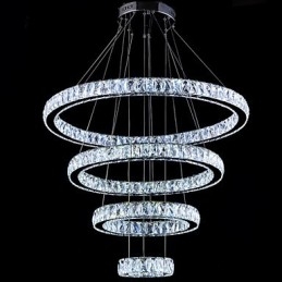 Křišťálové závěsné svítidlo Stropní lampa Lustrová svítidla se 4 kroužky
