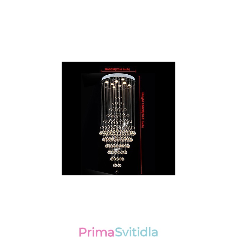 Moderní křišťálové osvětlení závěsné svítidlo Stropní svítidlo s 8 žárovkami H180CM