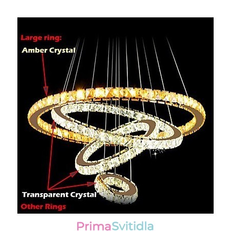 Závěsné lampy Stropní světlo Lustr Osvětlení Kulaté 4 kroužky Velký prsten Jantarový křišťál a jiné čiré křišťálové Závěsné lampy Stropní světlo Lustr Osvětlení Kulaté 4 kroužky Velký prsten Jantarový křišťál a jiné čiré křišťálové