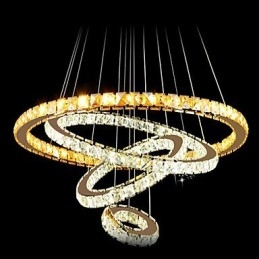 Závěsné lampy Stropní světlo Lustr Osvětlení Kulaté 4 kroužky Velký prsten Jantarový křišťál a jiné čiré křišťálové