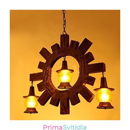 Starožitný dřevěný lustr American Country Liiving lampa Starožitný dřevěný lustr American Country Liiving lampa