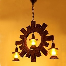 Starožitný dřevěný lustr American Country Liiving lampa