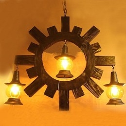 Starožitný dřevěný lustr American Country Liiving lampa