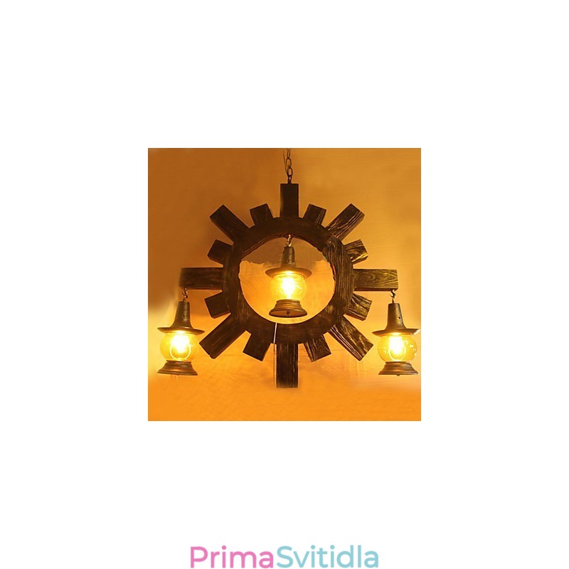 Starožitný dřevěný lustr American Country Liiving lampa
