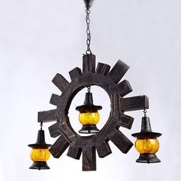 Starožitný dřevěný lustr American Country Liiving lampa