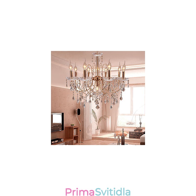 Elegantní křišťálový lustr s 9 světly
