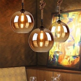 Loft American Rope Retro Light Lights Glass Pendant Light