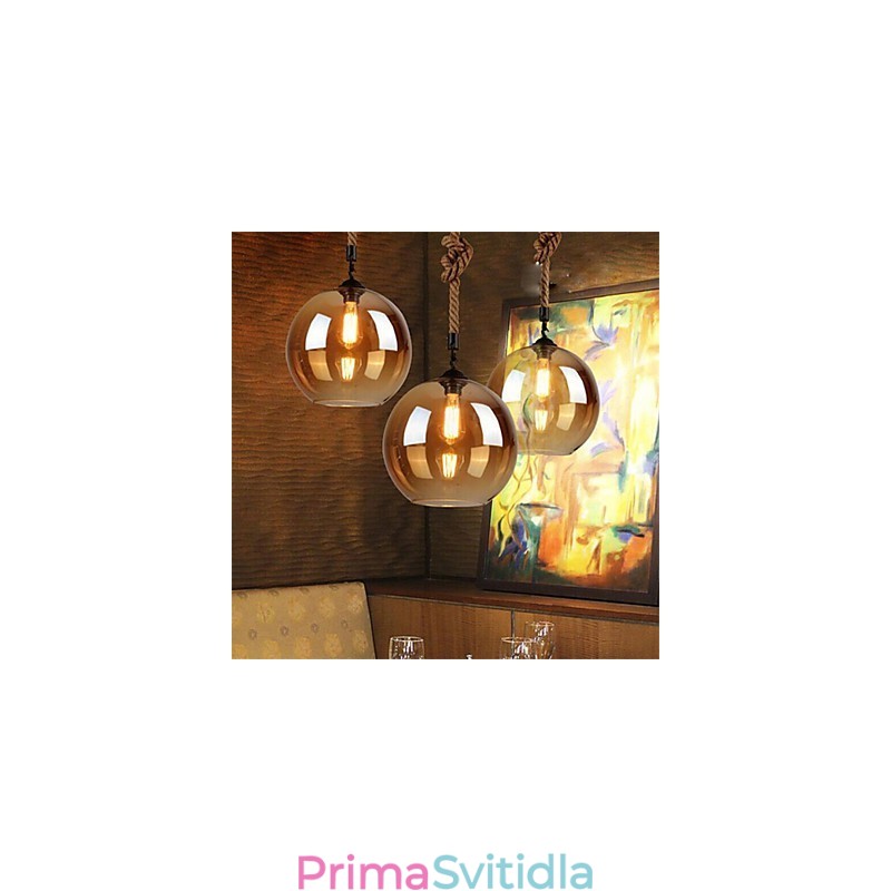 Loft American Rope Retro Light Lights Glass Pendant Light