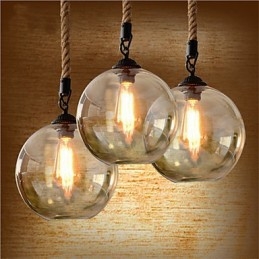 Loft American Rope Retro Light Lights Glass Pendant Light