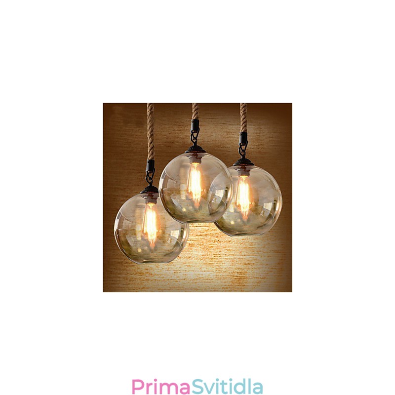 Loft American Rope Retro Light Lights Glass Pendant Light