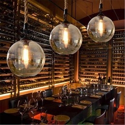 Loft American Rope Retro Light Lights Glass Pendant Light